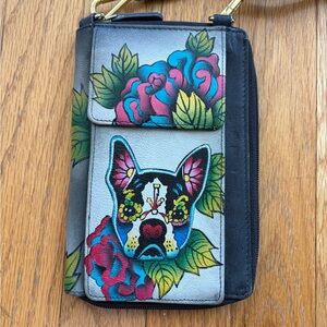Steve Madden Bulldog Floral Phone Crossbody Wallet Organizer
